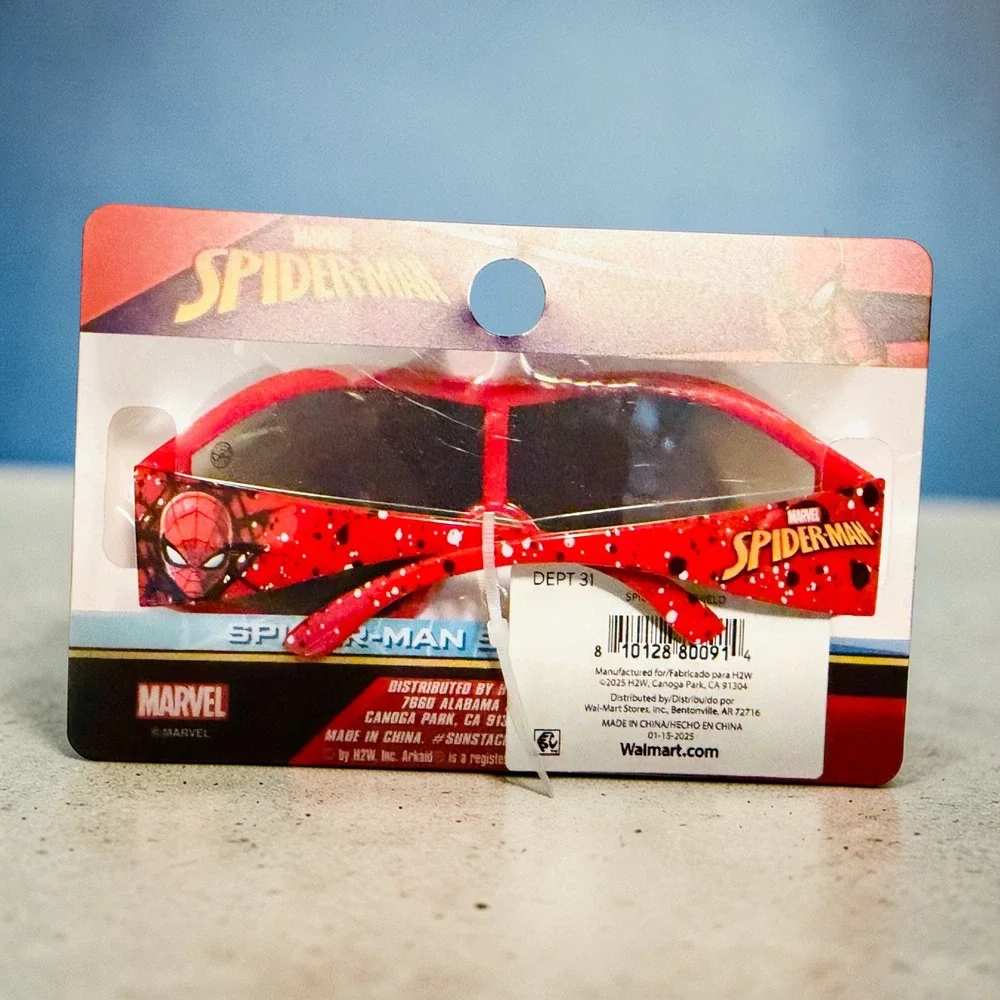 Marvel Spider-Man Kids Sunglasses Arkaid Sun-Staches Red Black Shield Blue Lens